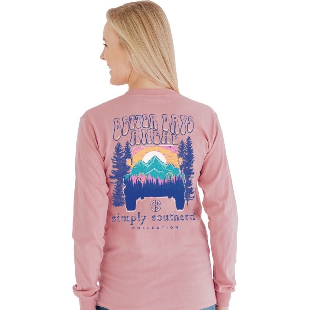 SIMPLY SOUTHERN BETTER DAYS MOUNTAINS LONG SLEEVE T-SHIRT Small